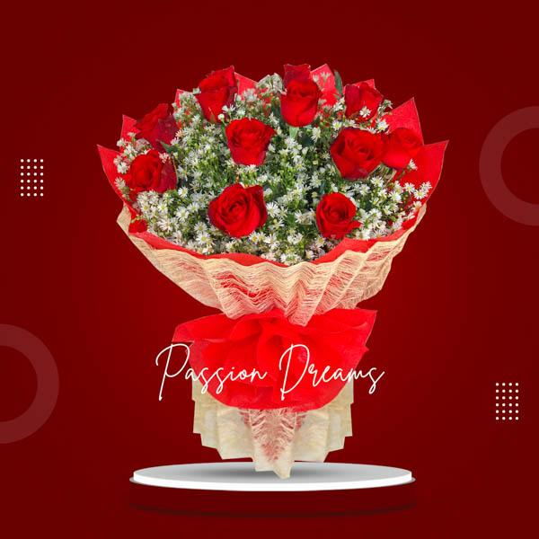 Stunning one dozen red rose bouquet with aster fillers in Korean and abaca wrap - elegant and charming flower arrangement - flower delivery to Muntinlupa City Hall and SM Bicutan