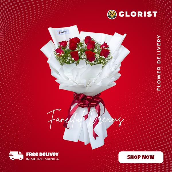 Fanciful Dreams: One dozen red roses with aster in white Korean film wrap - stunning and romantic flower arrangement for special occasions - flower delivery to SM City San Pablo and SM City Taytay