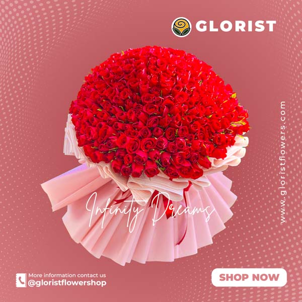 Grand bouquet: 365 red roses in Korean wrap with border and satin ribbon - extravagant display of love and passion - flower delivery to Forbes Park and Rockwell Center