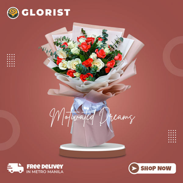 Captivating Bouquet of White and Pomelo Roses with eucalyptus fillers in Korean-style wrap with satin ribbon - elegant flower arrangement for special occasions - flower delivery to Robinsons Novaliches and Fairview Terraces