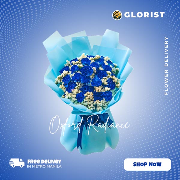 Vibrant blue carnation arrangement with statice fillers - captivating display of contrasting colors and textures - flower delivery to City of Dreams Manila and Okada Manila