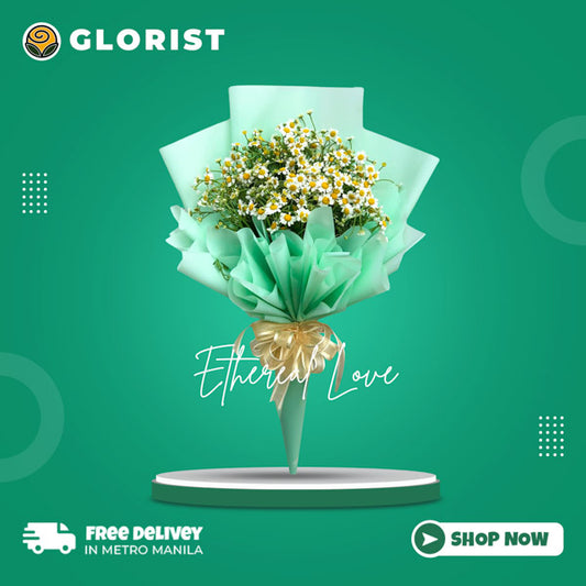 Captivating bouquet featuring egg asters in emerald Korean wrap with ribbon - stunning flower arrangement for special occasions - flower delivery to SM City Bacoor and Vista Mall Daang Hari