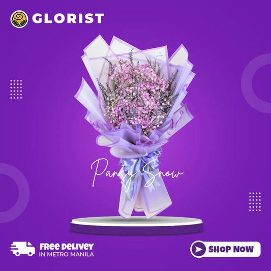 Captivating bouquet of purple gypsophila with lavender fillers in Korean-style wrap with border and satin ribbon - elegant flower arrangement for special occasions - flower delivery to SM Southmall and Filinvest City