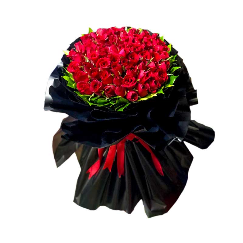 Captivating Bouquet: Sixty red roses in Korean-style packaging with satin ribbon - elegant flower arrangement for special occasions - flower delivery to Ayala Malls Manila Bay and Robinsons Place Manila