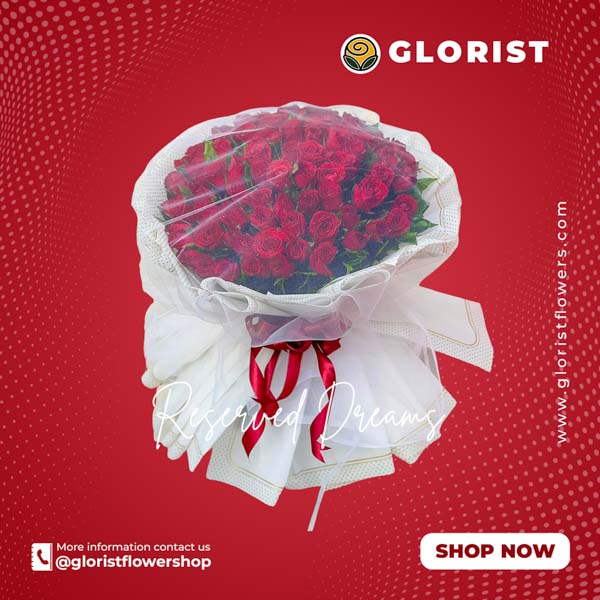 99 Red Roses Bouquet in Korean wrap with satin ribbon - impressive and passionate flower arrangement for a special occasion - flower delivery to Barangay Dasmariñas, Makati City and Barangay Forbes Park, Makati City