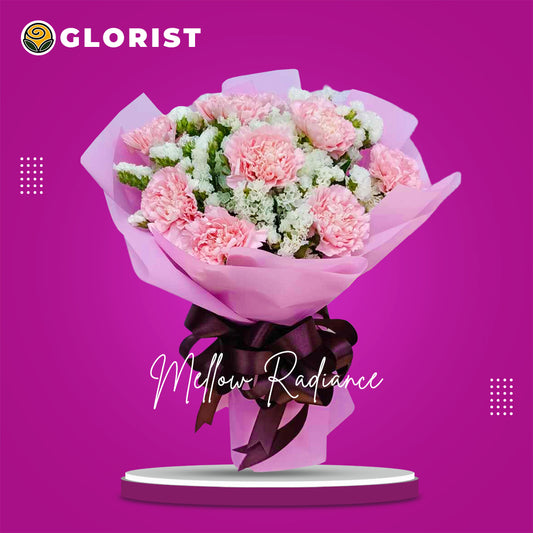 Vibrant pink carnation arrangement with statice fillers - stunning contrast of colors and textures - flower delivery to Gateway Mall and Eastwood City